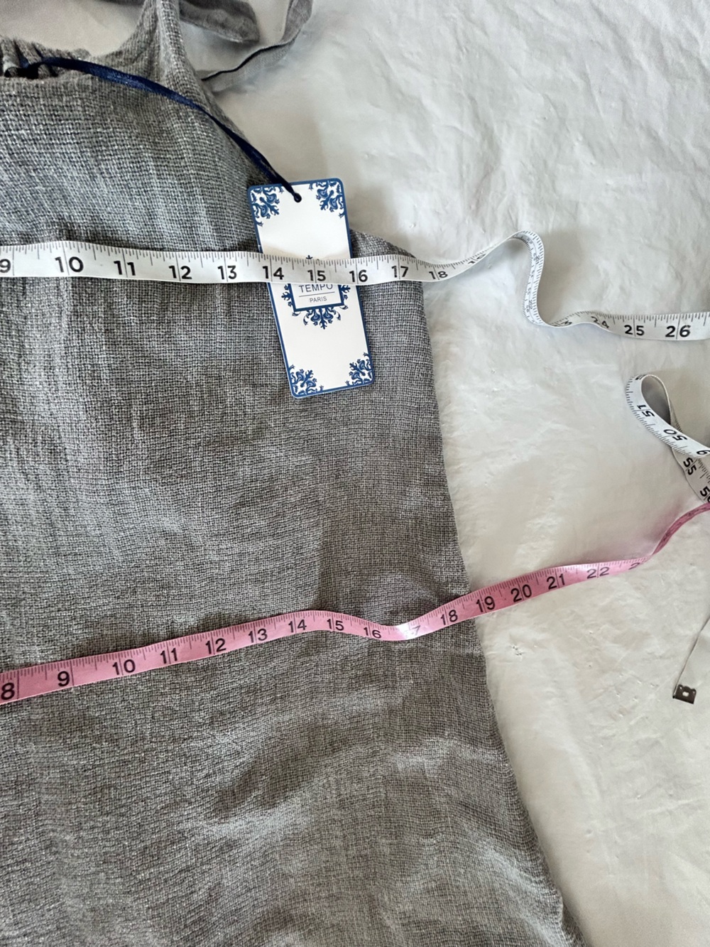 Tempo Paris 100% Linen Sleeveless Ruffled Hem Midi Dress M/L Gray Italy NWT - Picture 11 of 13